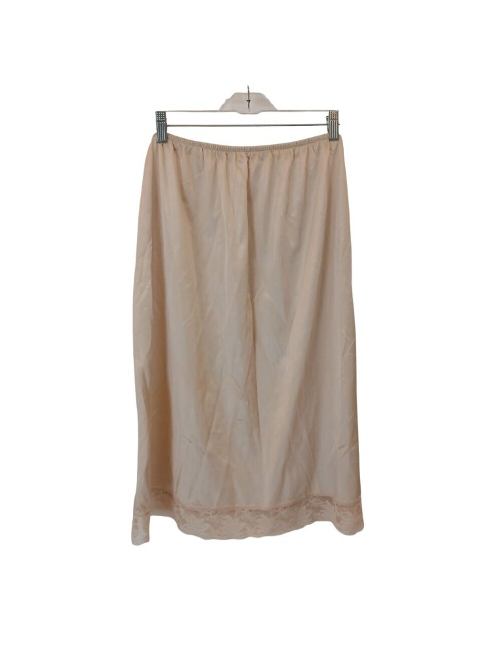 VTG Beige Antron III Nylon Half Slip W/ Lace Elastic Waist 26W-28W RN 20960 #D37
